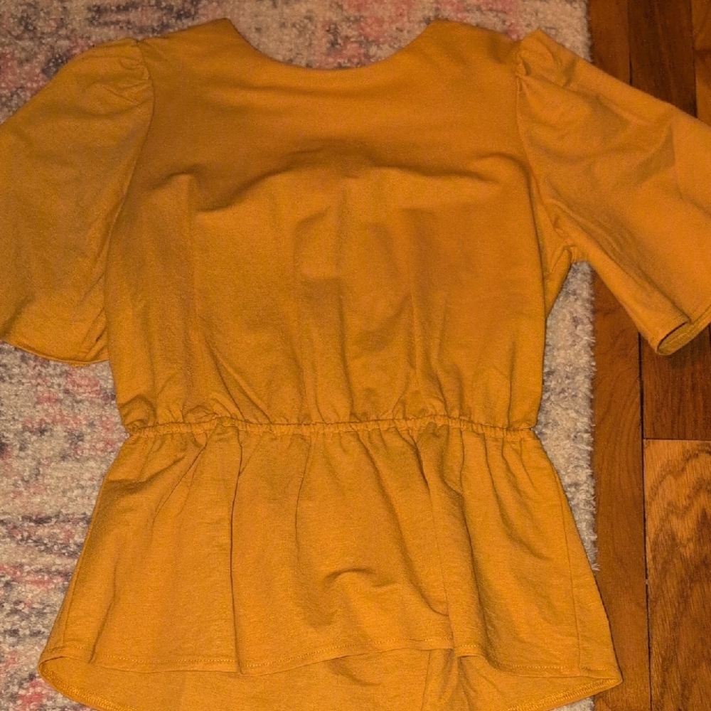 Women's Mustard Peplum Top